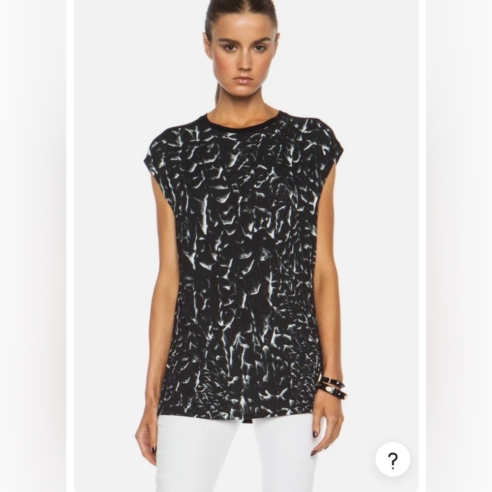 Helmut Lang Strata lightweight short sleeve gray black jersey top size medium - Picture 2 of 12